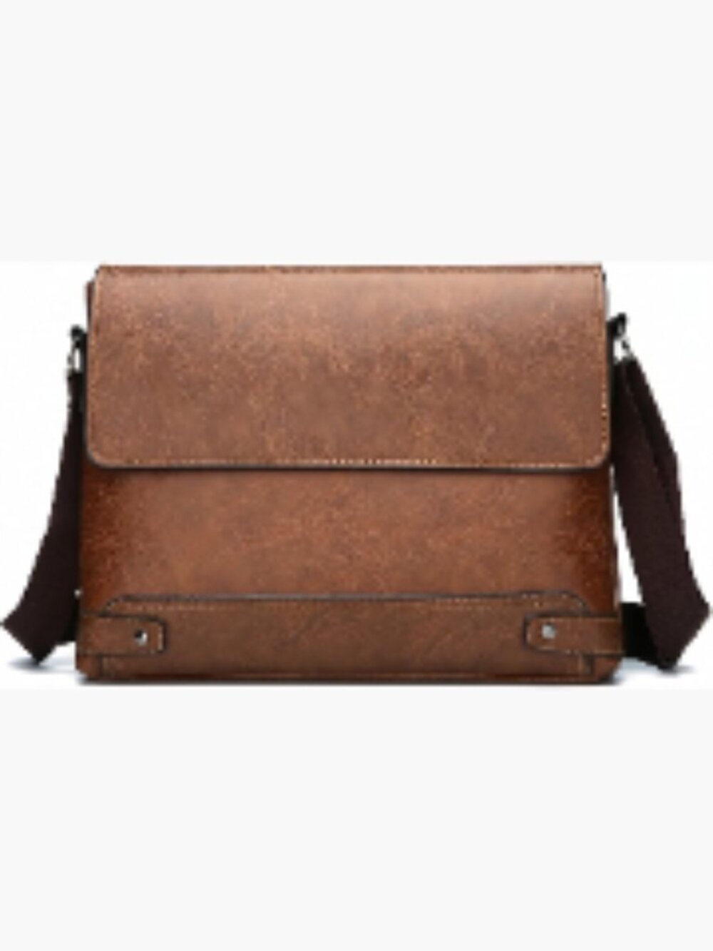 Vintage PU Leather Mens Messenger Bag - Slim Crossbody Shoulder Bag for Work,